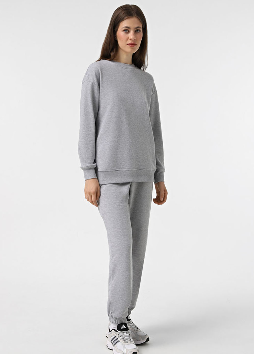 Светло-серый свитшот Promin меланж без декора (324145573)