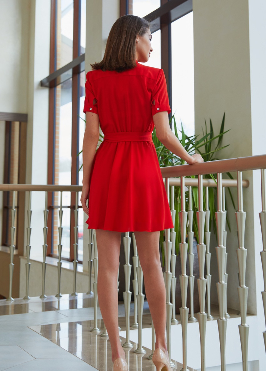 Красное кэжуал легкое мини-платье красного цвета SL.IRA однотонное
