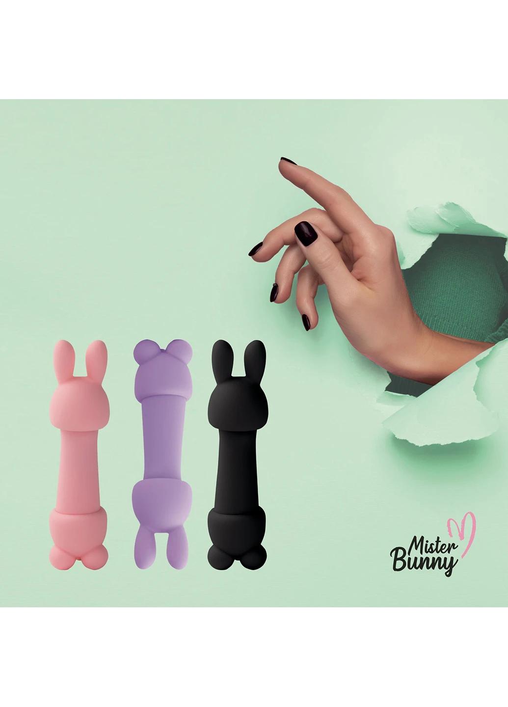 Мини-вибратор Mister Bunny Black с двумя насадками FeelzToys (254152078)