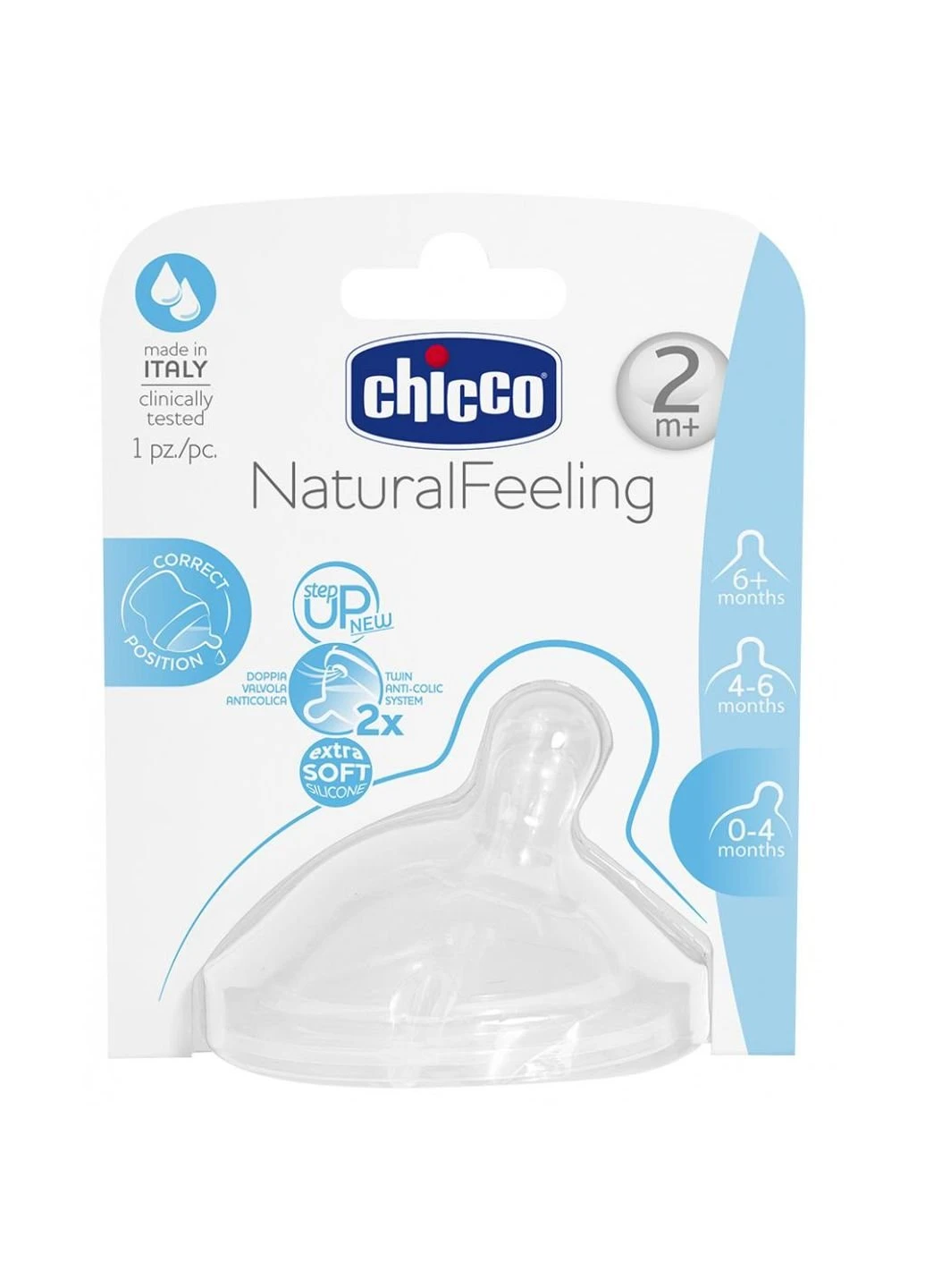 Соска силиконова Step Up New 2 міс + 1 шт Chicco (252192725)
