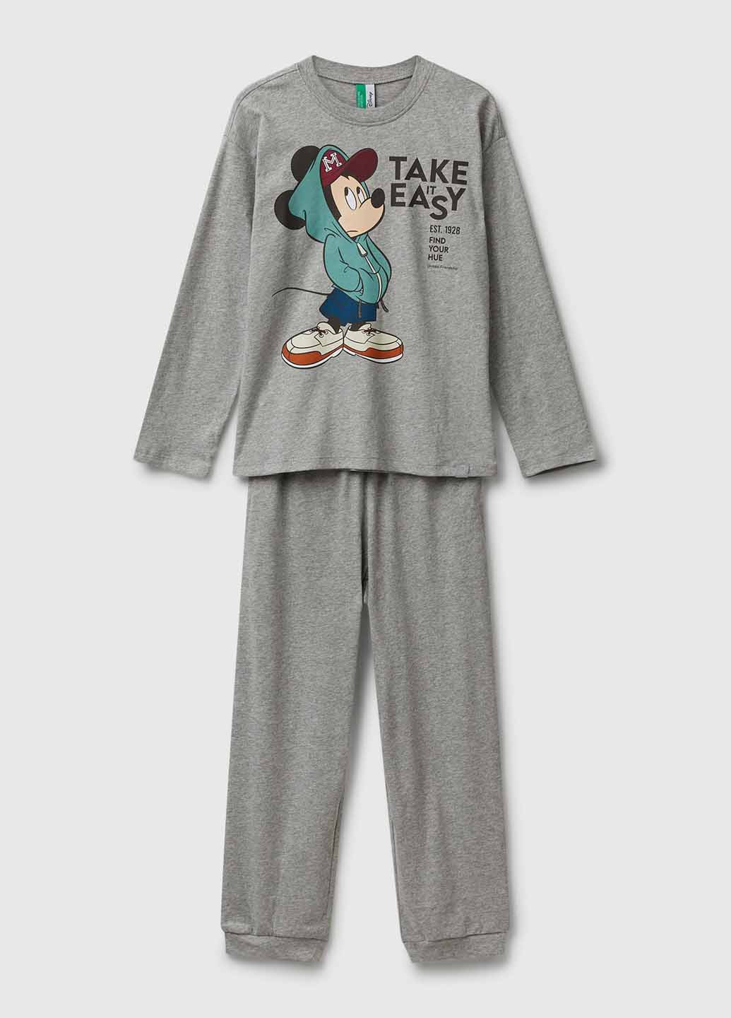 Сіра всесезон піжама (лонгслів, брюки) United Colors of Benetton