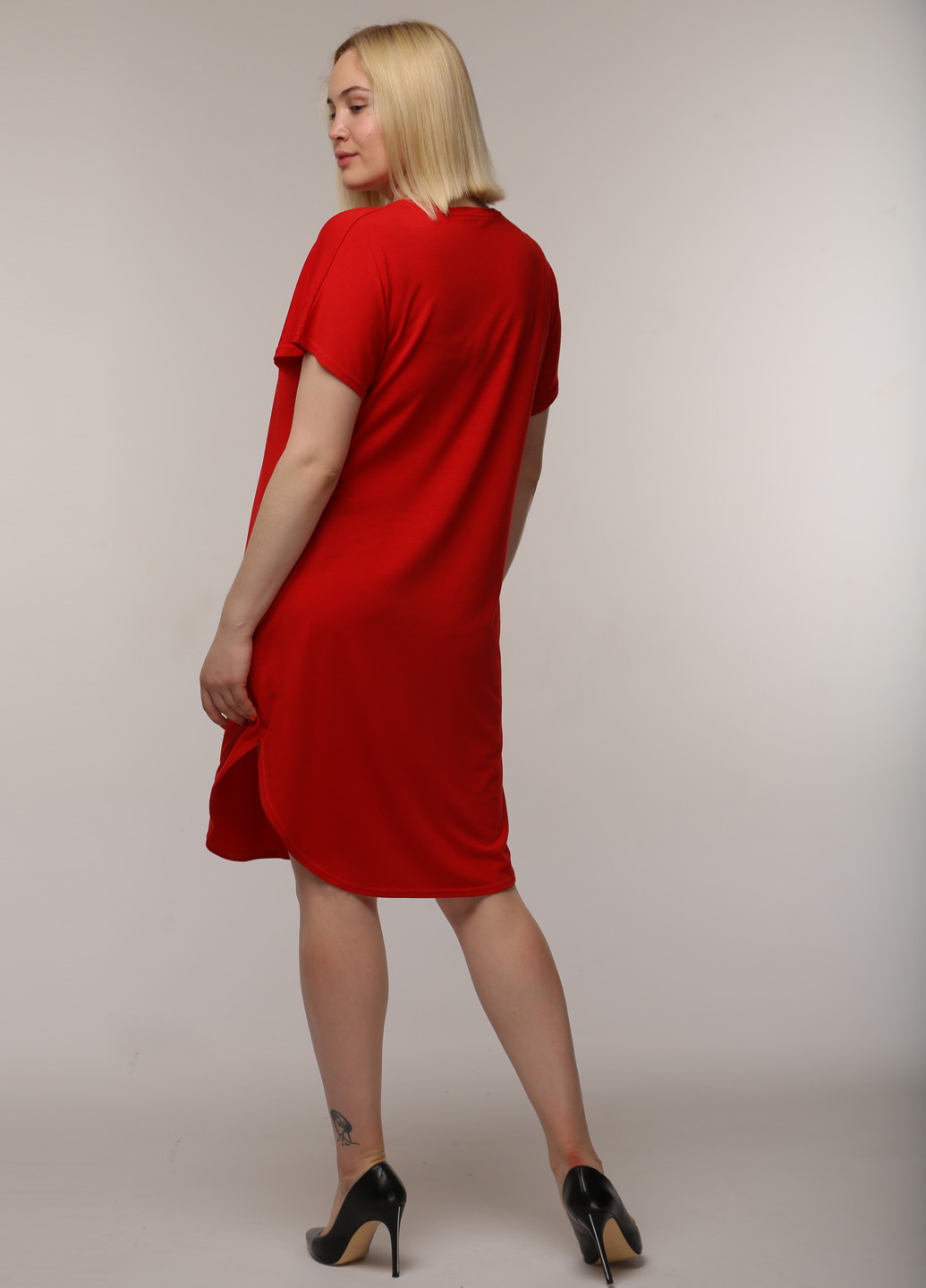 Красное кэжуал платье а-силуэт Maxiline однотонное