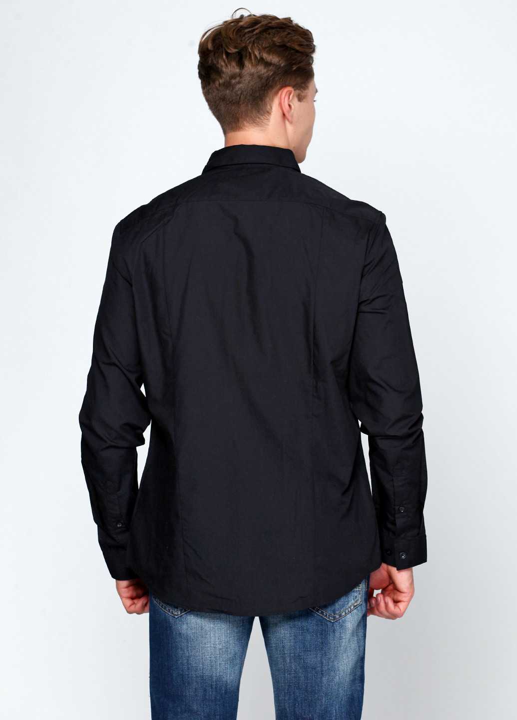 Черная классическая рубашка H&M с длинным рукавом
