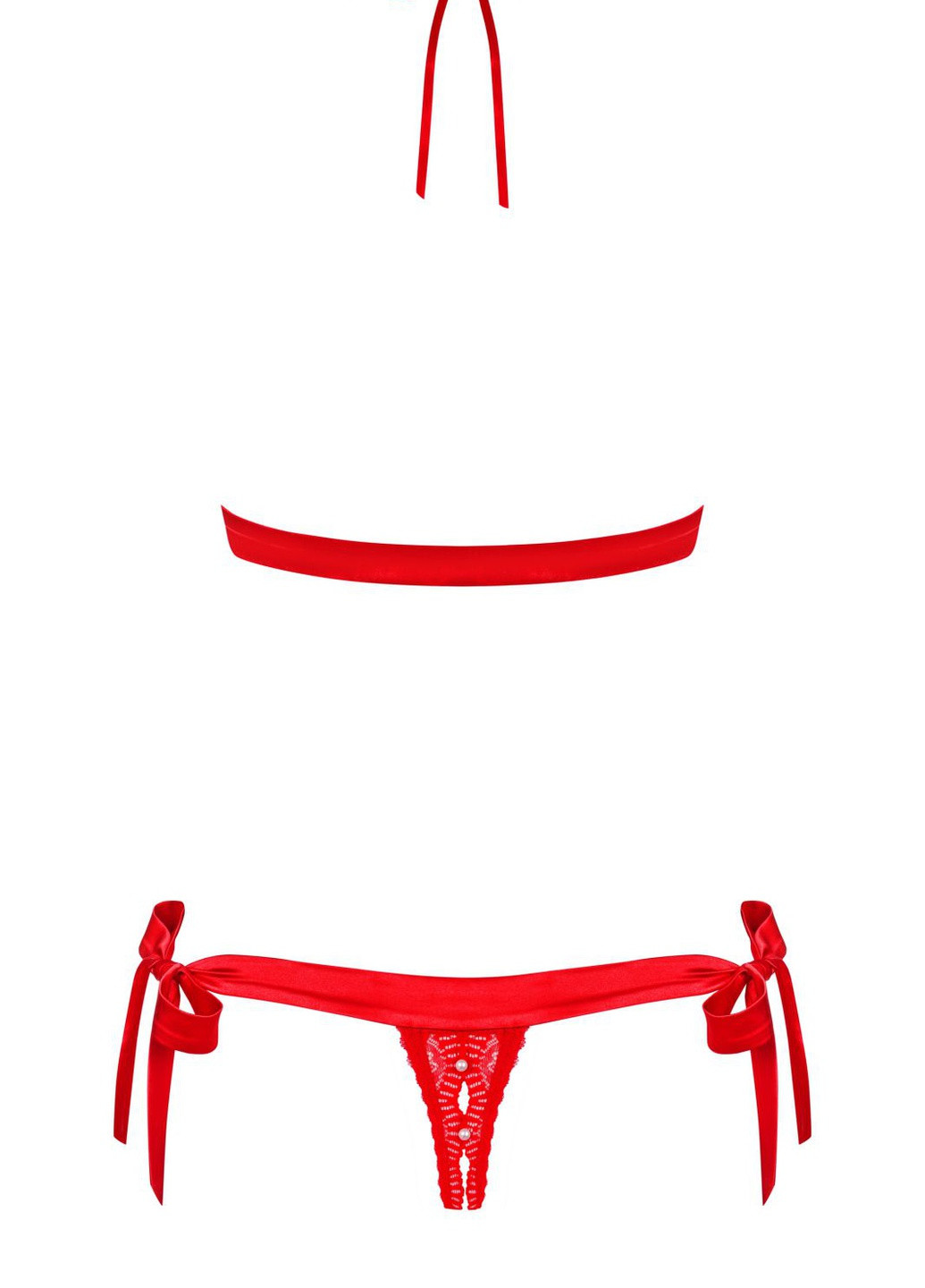 Красный демисезонный комплект белья (лиф, стринги) Obsessive