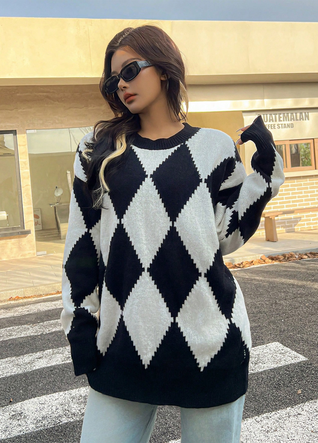 Черно-белый демисезонный джемпер джемпер SHEIN