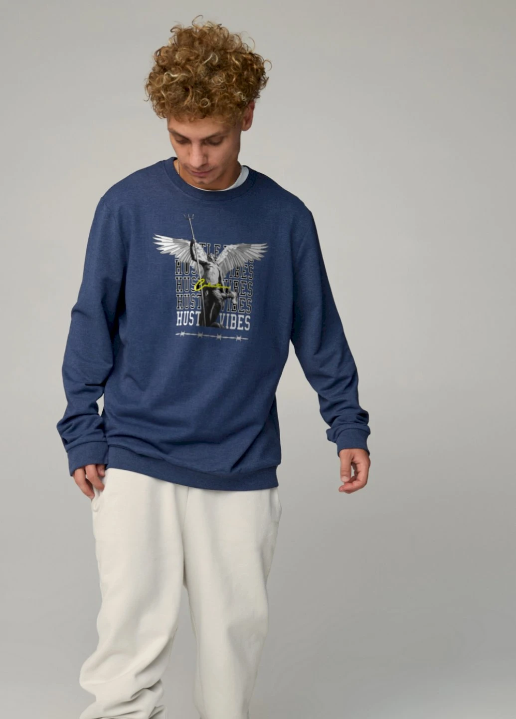 Синий свитшот мужской oversize /no flis/ YAPPI (252386948)