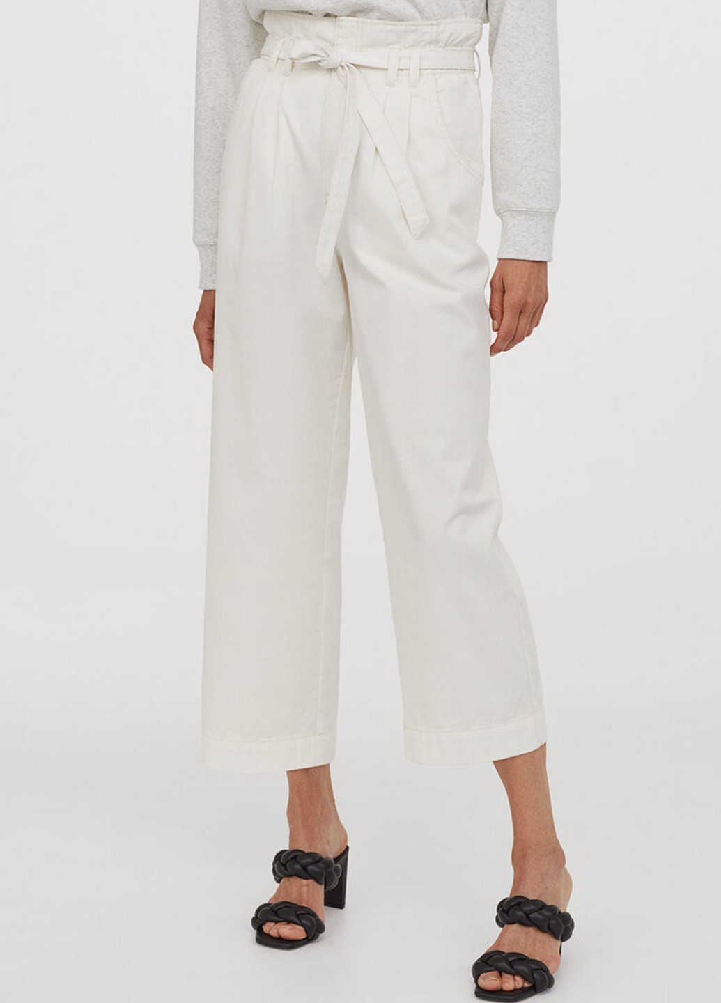Штани H&M кюлоти однотонні білі кежуали бавовна