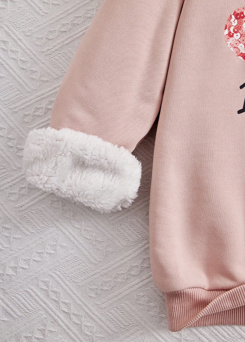 SHEIN свитшот сердечки светло-розовый кэжуал полиэстер