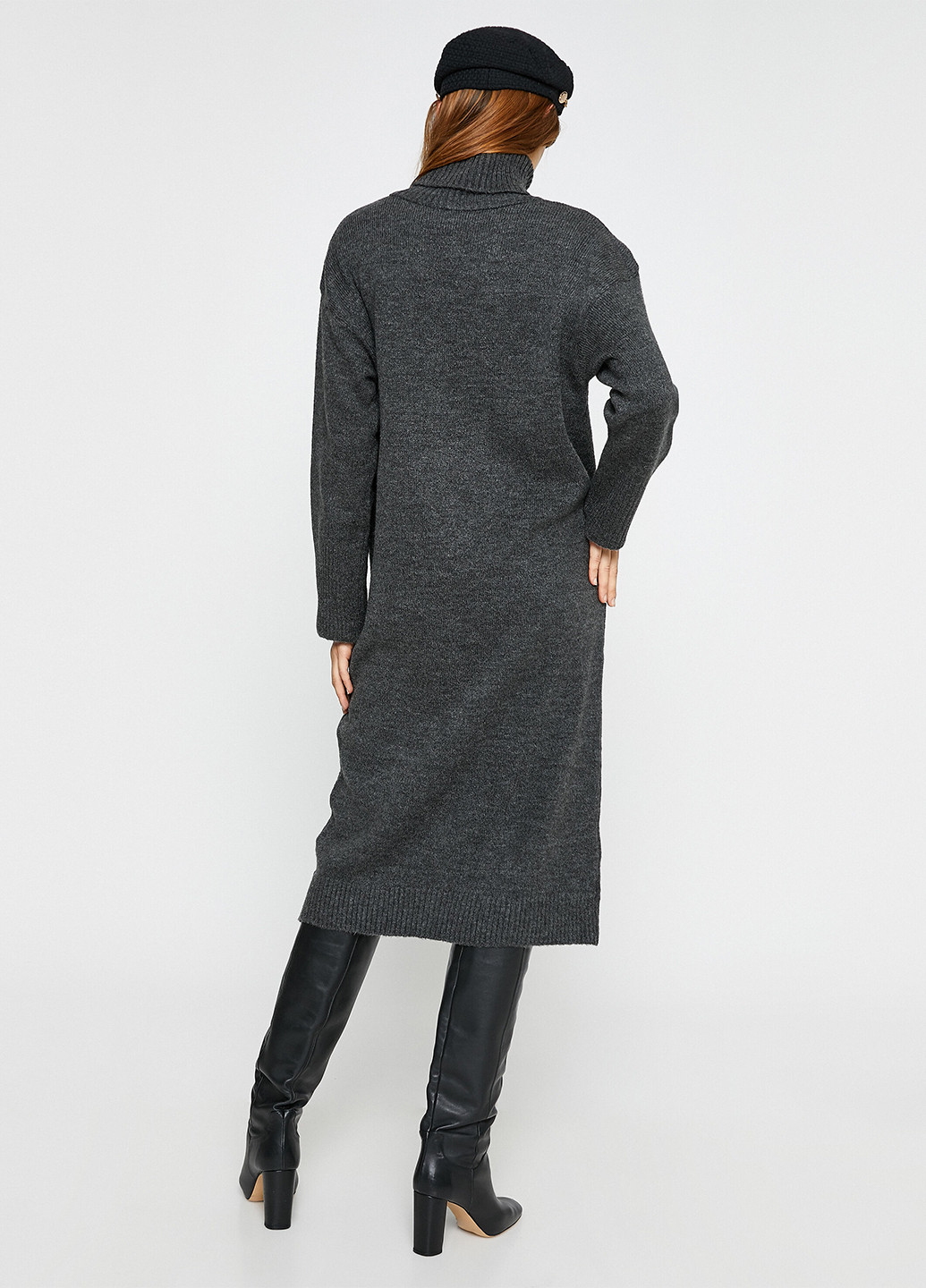 Темно-серое кэжуал платье платье-свитер KOTON однотонное