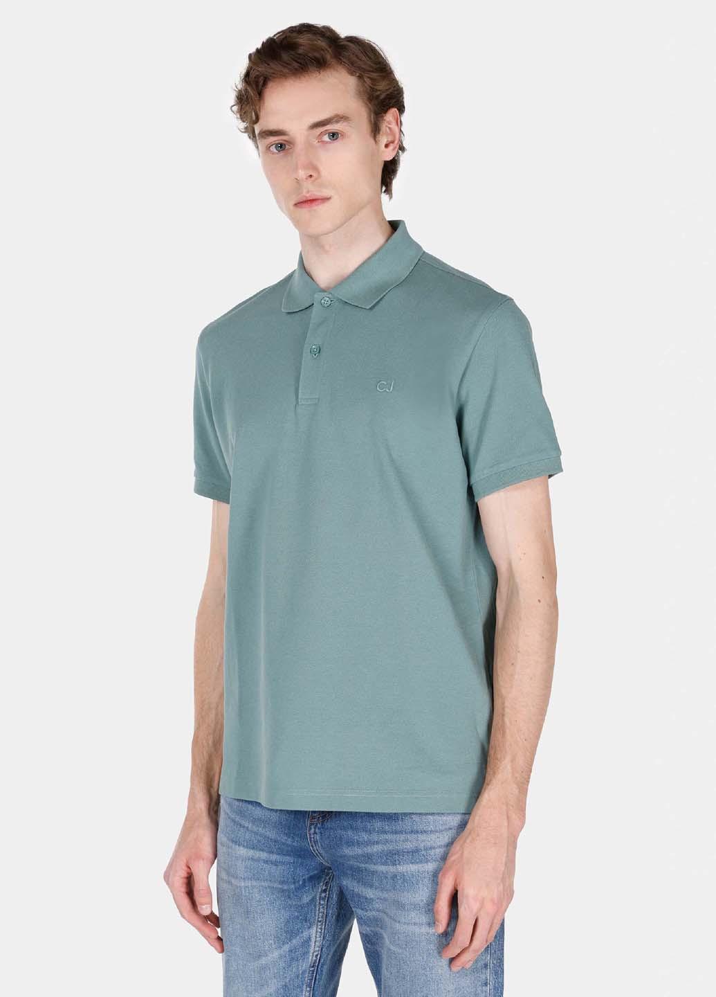 Мятная футболка-поло для мужчин Colin's однотонная
