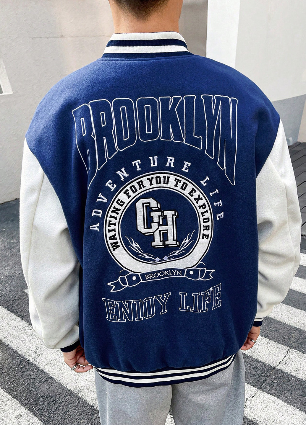 Бомбер SHEIN бейсбольный на кнопках (365220663)