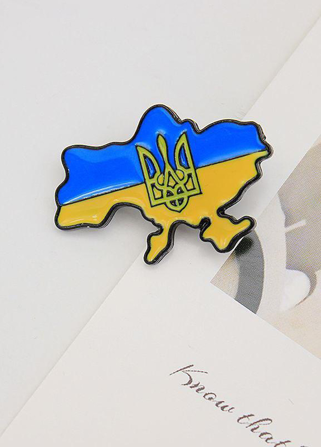 Значок Карта України з гербом, 3,5х2,4 см No Brand (306443948)