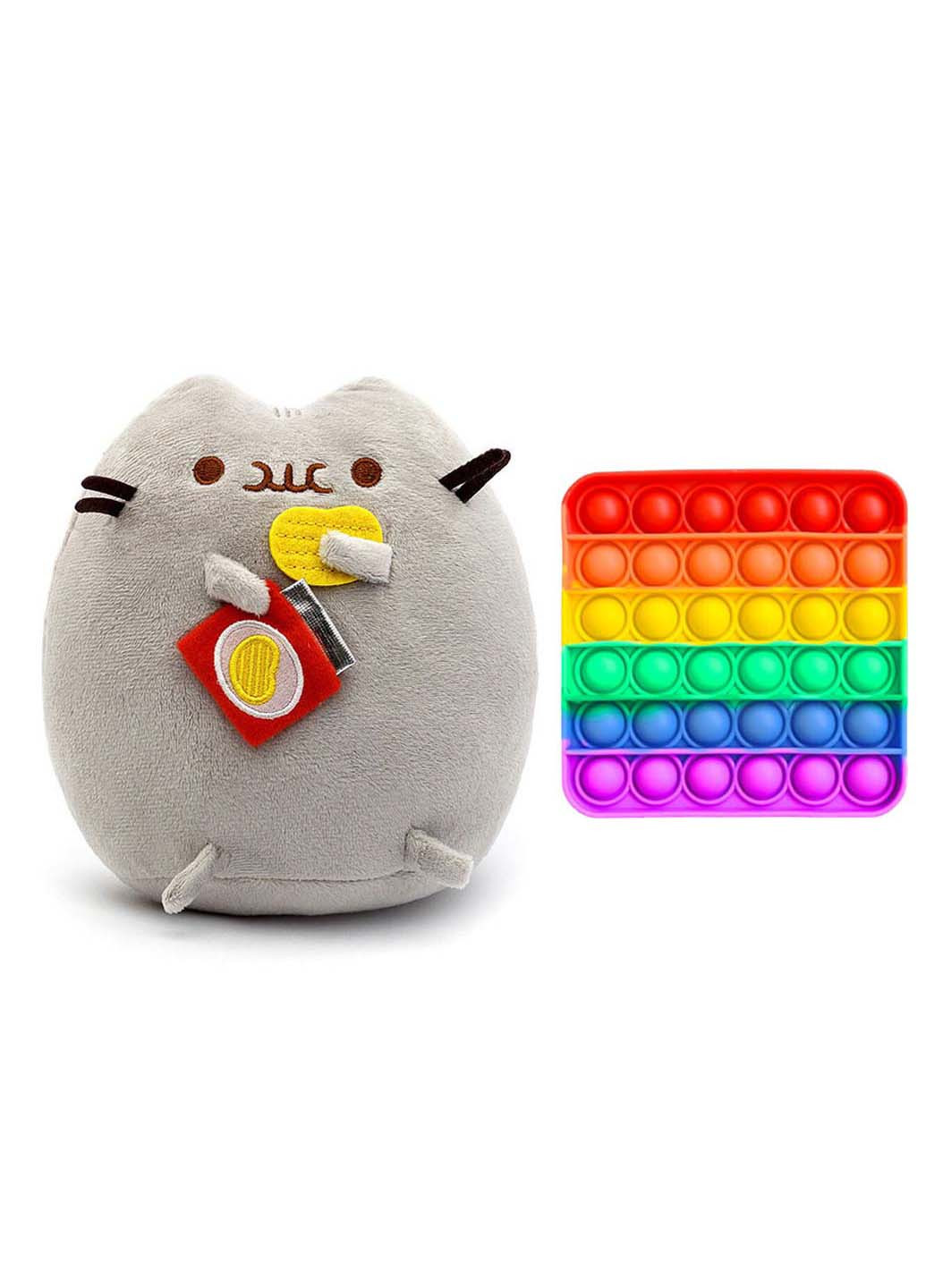 Набір м'яка іграшка Пушин кет з чіпсами та Іграшка антистрес Pop It квадрат S&T (256544111)