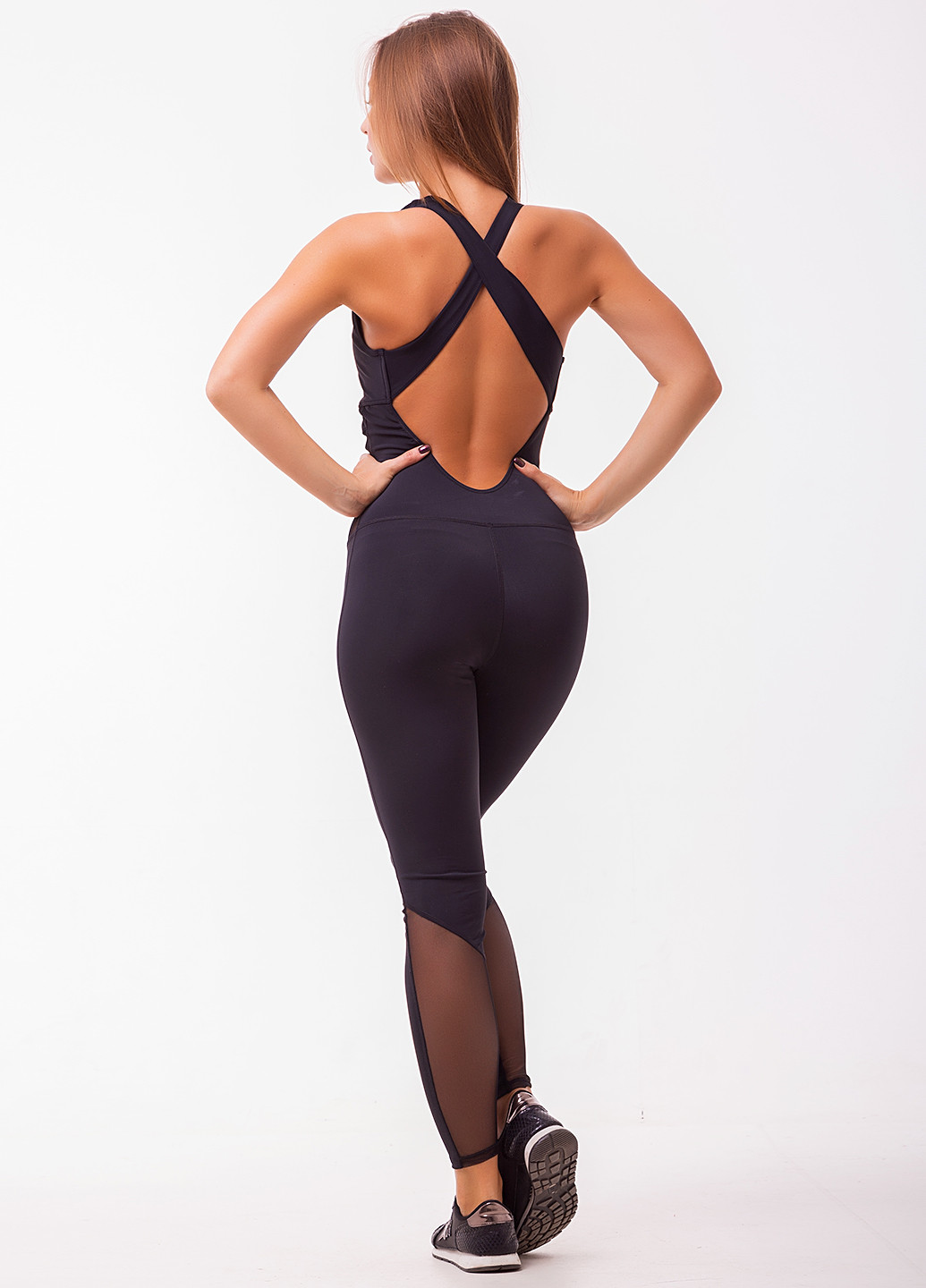Комбинезон DressFit комбинезон-брюки однотонный чёрный спортивный