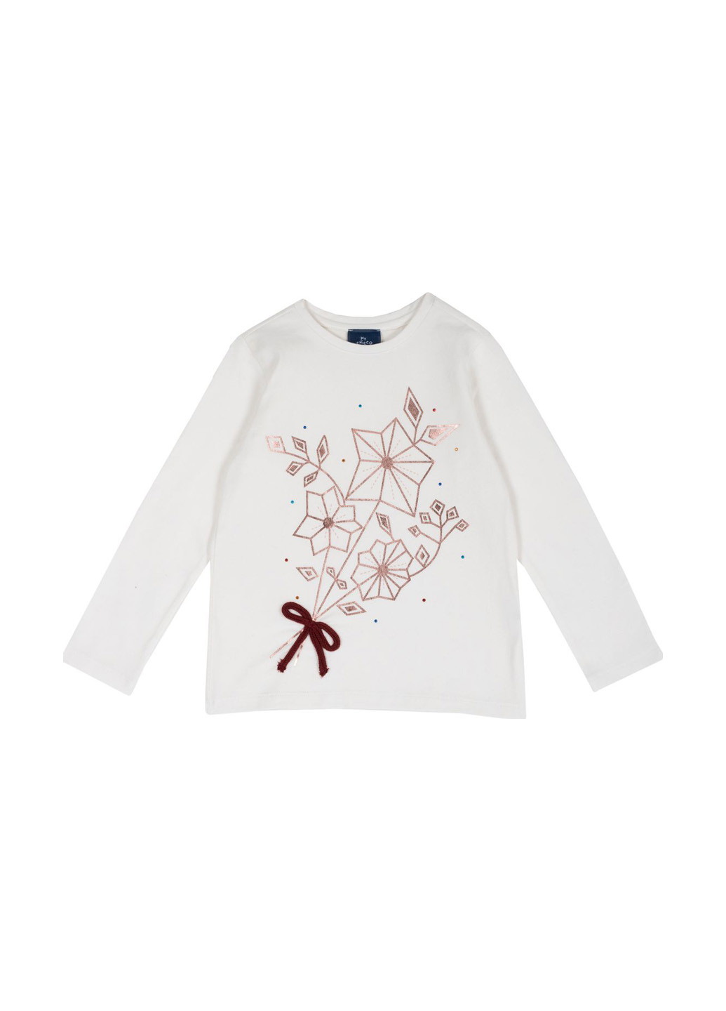 Белый демисезонный кэжуал лонгслив Chicco с геометрическим узором