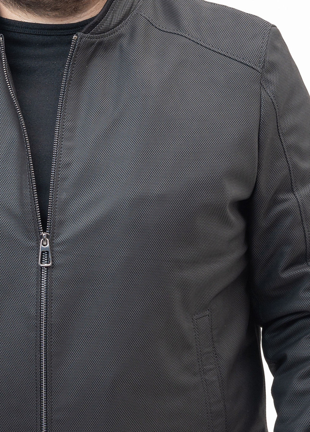 Черная демисезонная куртка кожаная Fabio Monti