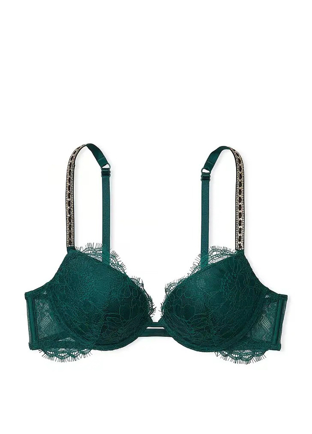 Темно-зеленый демисезонный комплект (бюстгальтер, пояс для чулок) Victoria's Secret