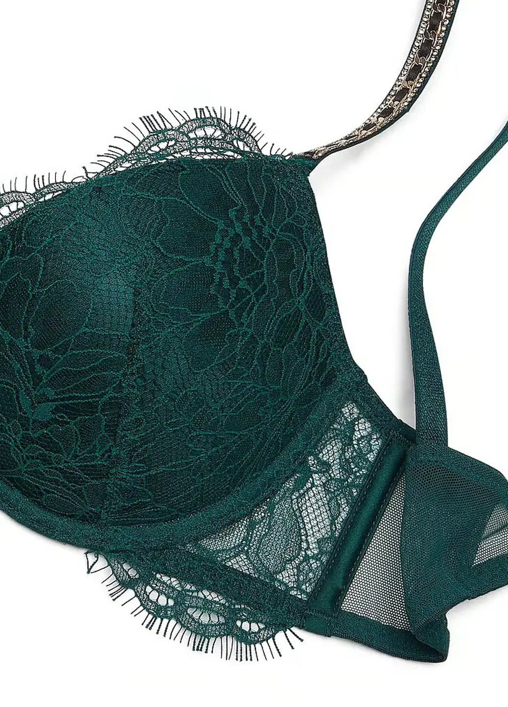 Темно-зеленый демисезонный комплект (бюстгальтер, пояс для чулок) Victoria's Secret