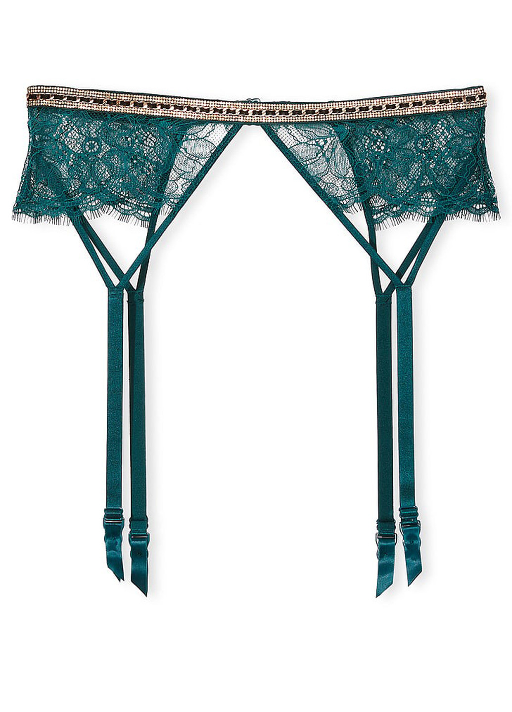 Темно-зеленый демисезонный комплект (бюстгальтер, пояс для чулок) Victoria's Secret