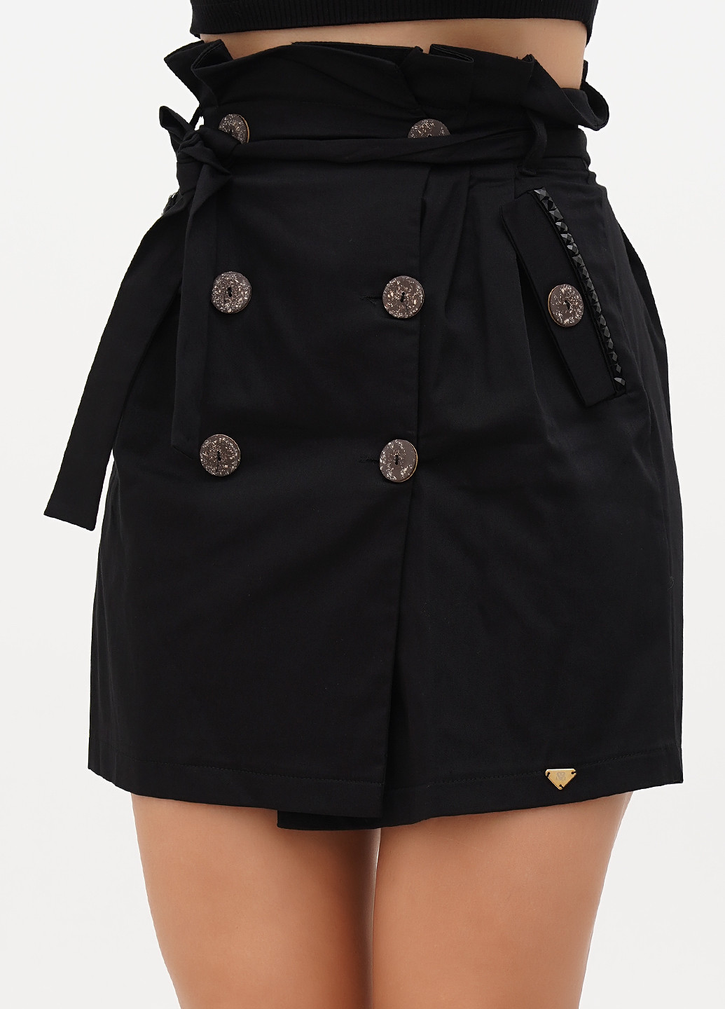 Черная кэжуал однотонная юбка Sassofono