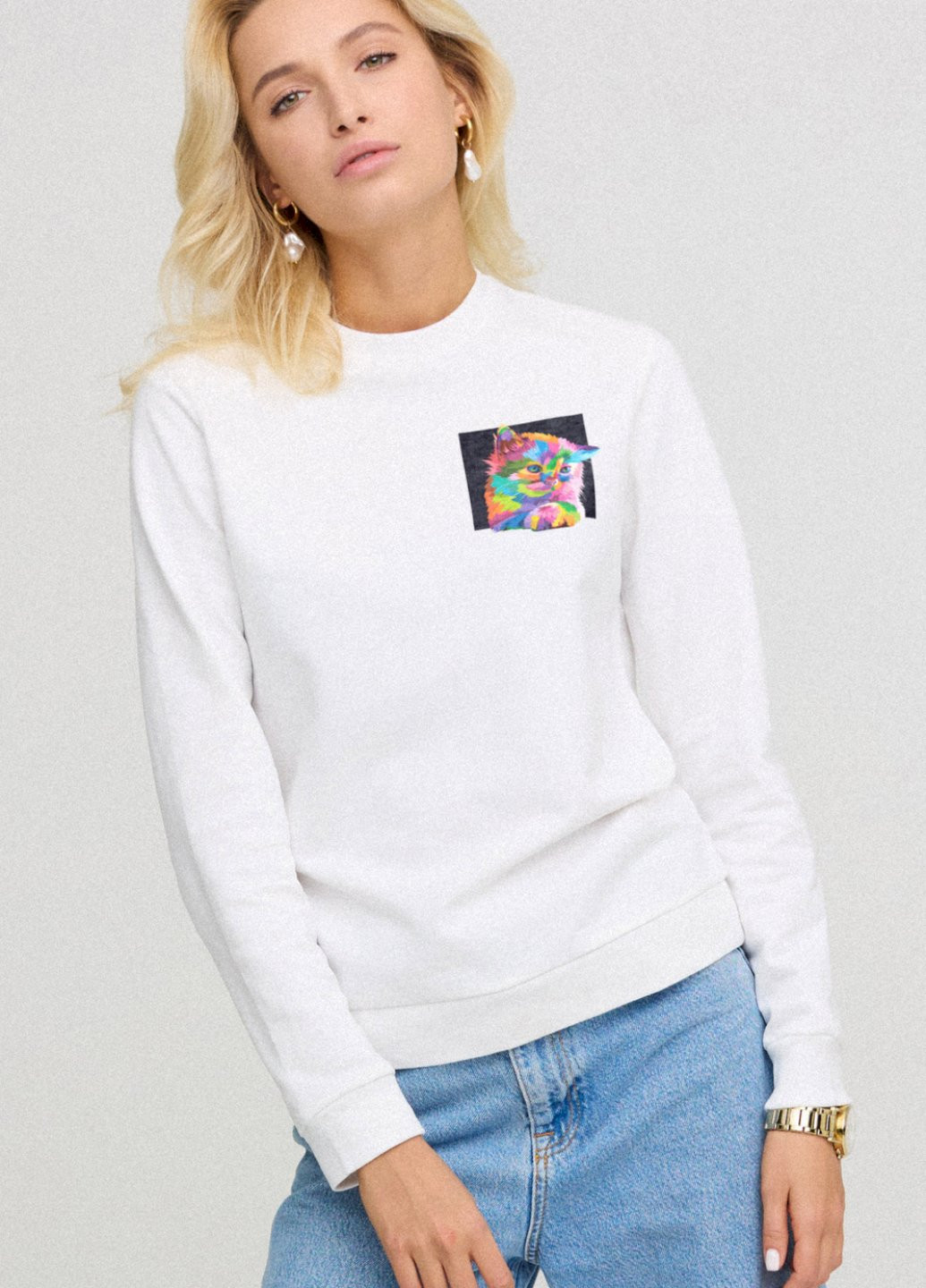 Білий світшот жіночій basic /no flis/ YAPPI (254658794)