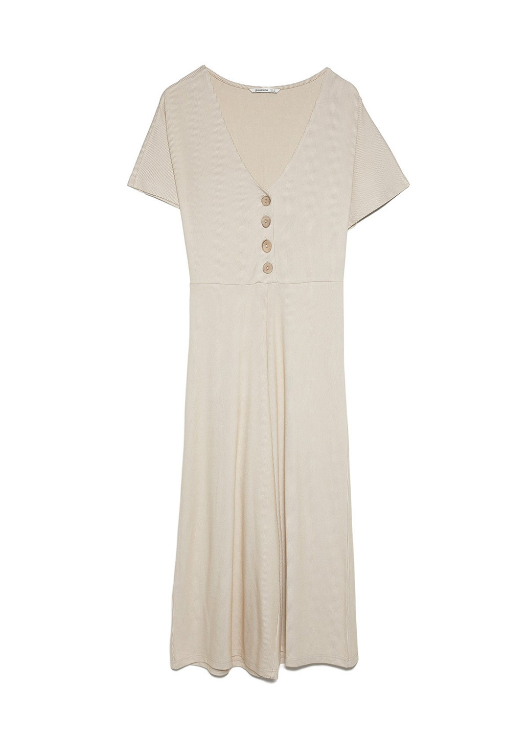 Комбинезон Stradivarius комбинезон-брюки полоска бежевый кэжуал вискоза