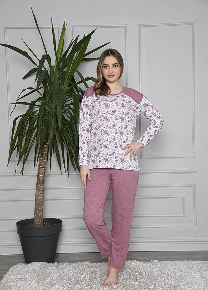 Рожево-коричневий демісезонний комплект (світшот, брюки) Glisa Pijama