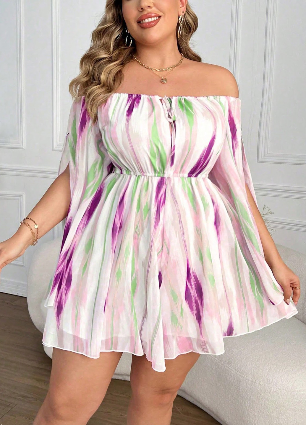 Комбінезон SHEIN комбінезон-шорти тай-дай комбінований кежуал поліестер