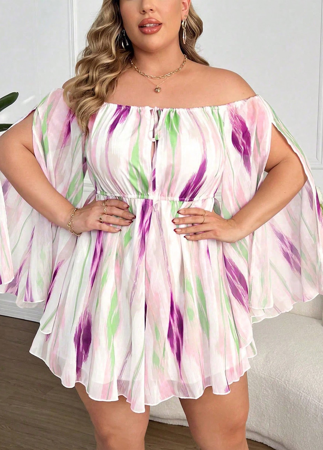 Комбінезон SHEIN комбінезон-шорти тай-дай комбінований кежуал поліестер