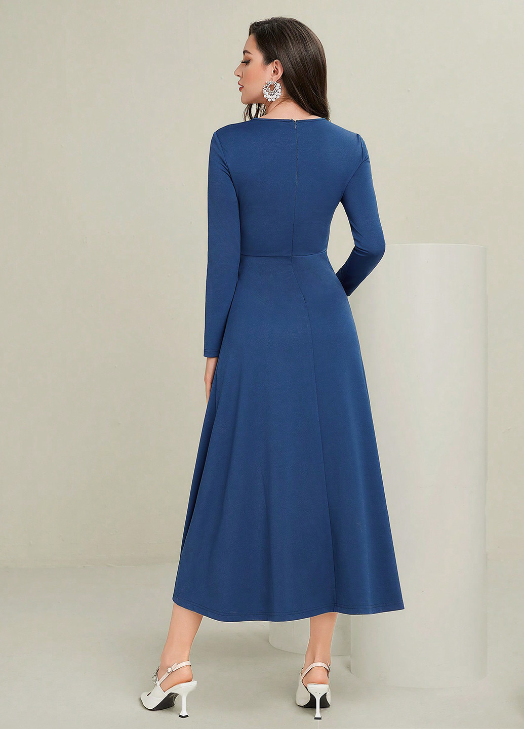 Синее кэжуал, деловое платье SHEIN однотонное