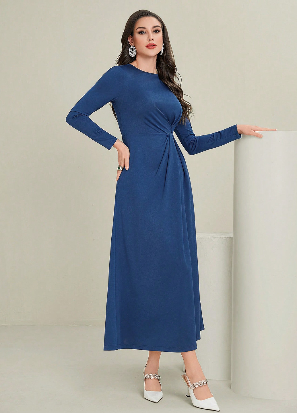 Синее кэжуал, деловое платье SHEIN однотонное