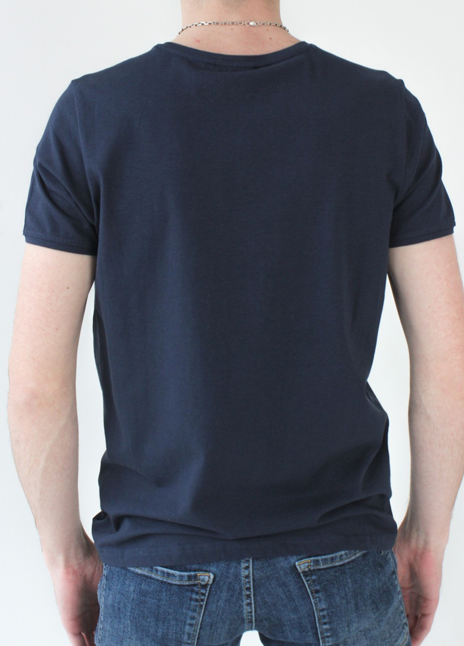 Темно-синяя футболка мужская темно-синяя базовая большой размер с коротким рукавом Jean Piere