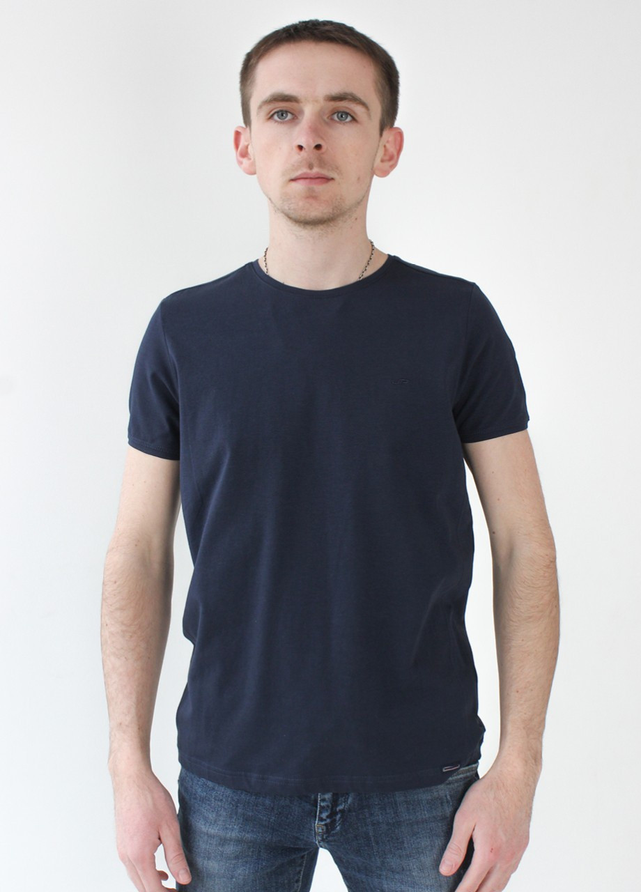 Темно-синяя футболка мужская темно-синяя базовая большой размер с коротким рукавом Jean Piere