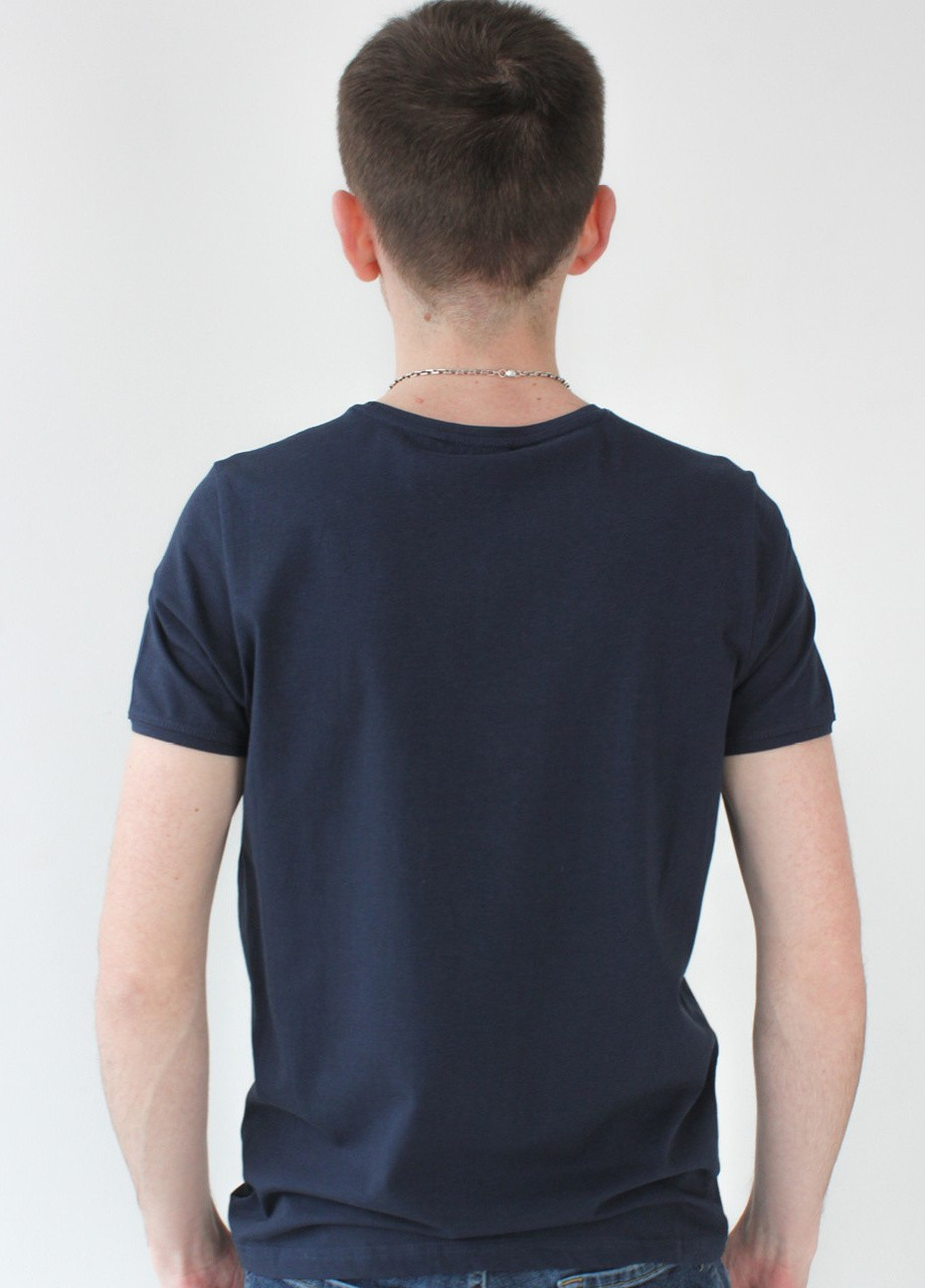 Темно-синяя футболка мужская темно-синяя базовая большой размер с коротким рукавом Jean Piere
