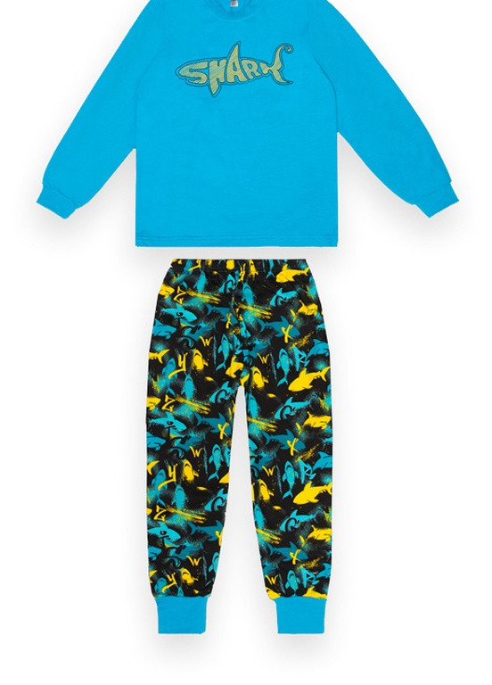 Бирюзовая зимняя детская пижама для мальчика *shark* Габби