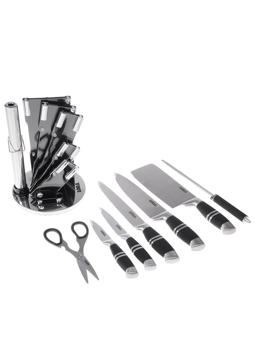 NS24SETKN / BK Набір ножів з підставкою (8 предм.) Lora чорний,