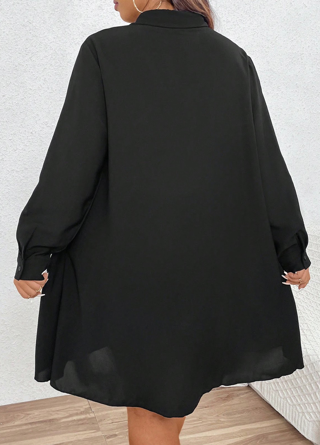 Чорна кежуал сукня сукня-сорочка SHEIN однотонна