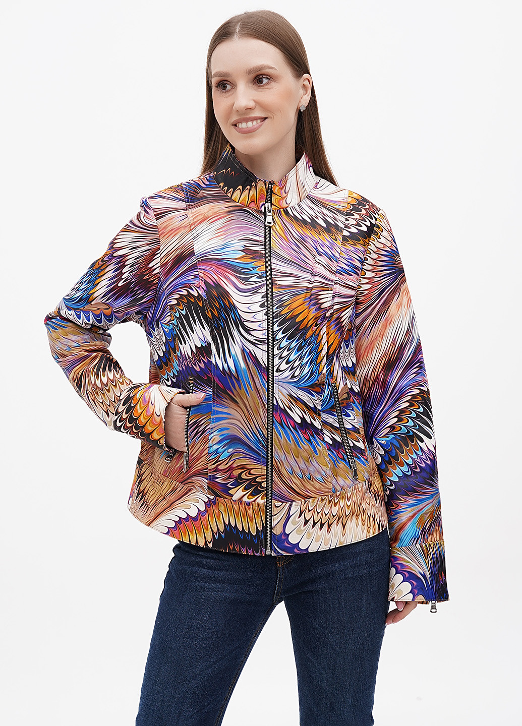 Комбинированная демисезонная куртка кожаная Rossini