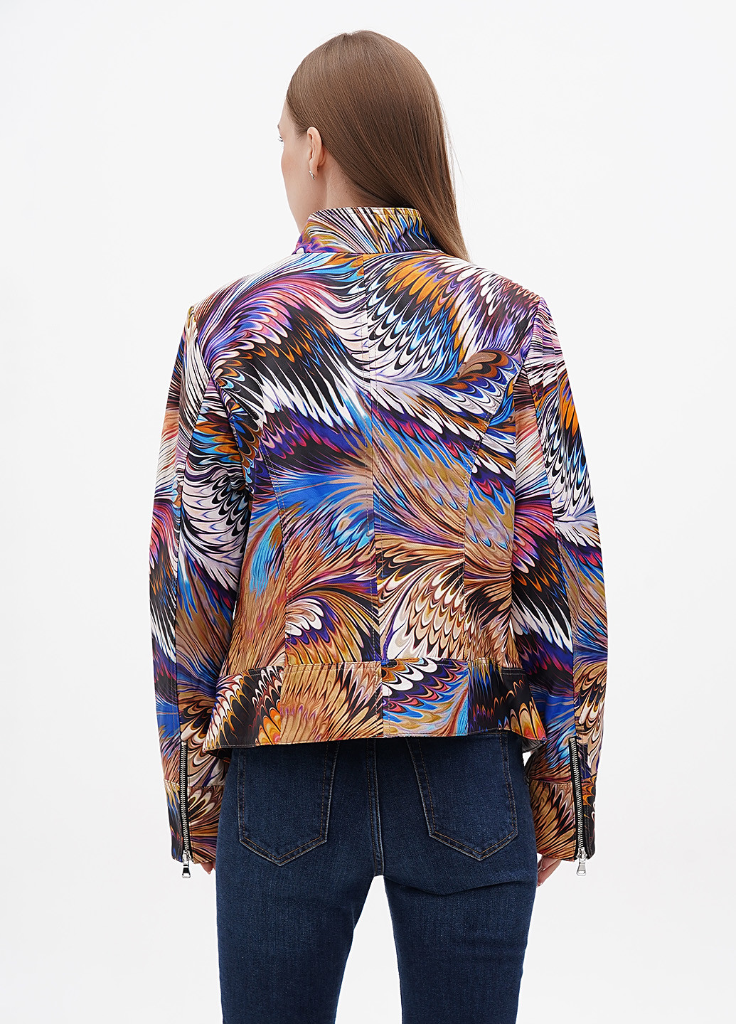 Комбинированная демисезонная куртка кожаная Rossini