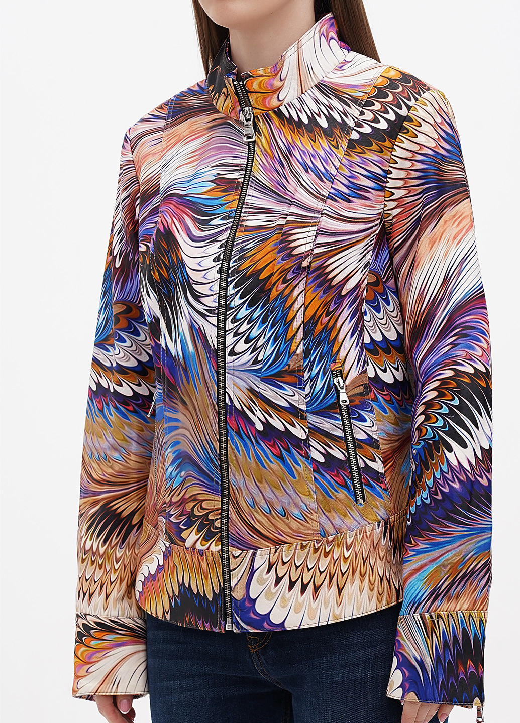 Комбинированная демисезонная куртка кожаная Rossini