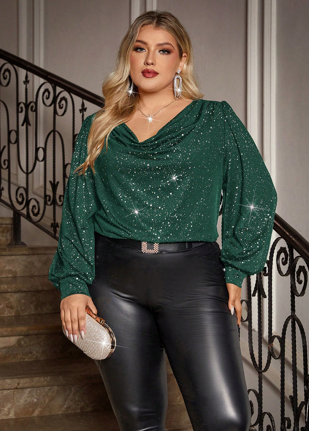 Темно-зелёная блуза SHEIN