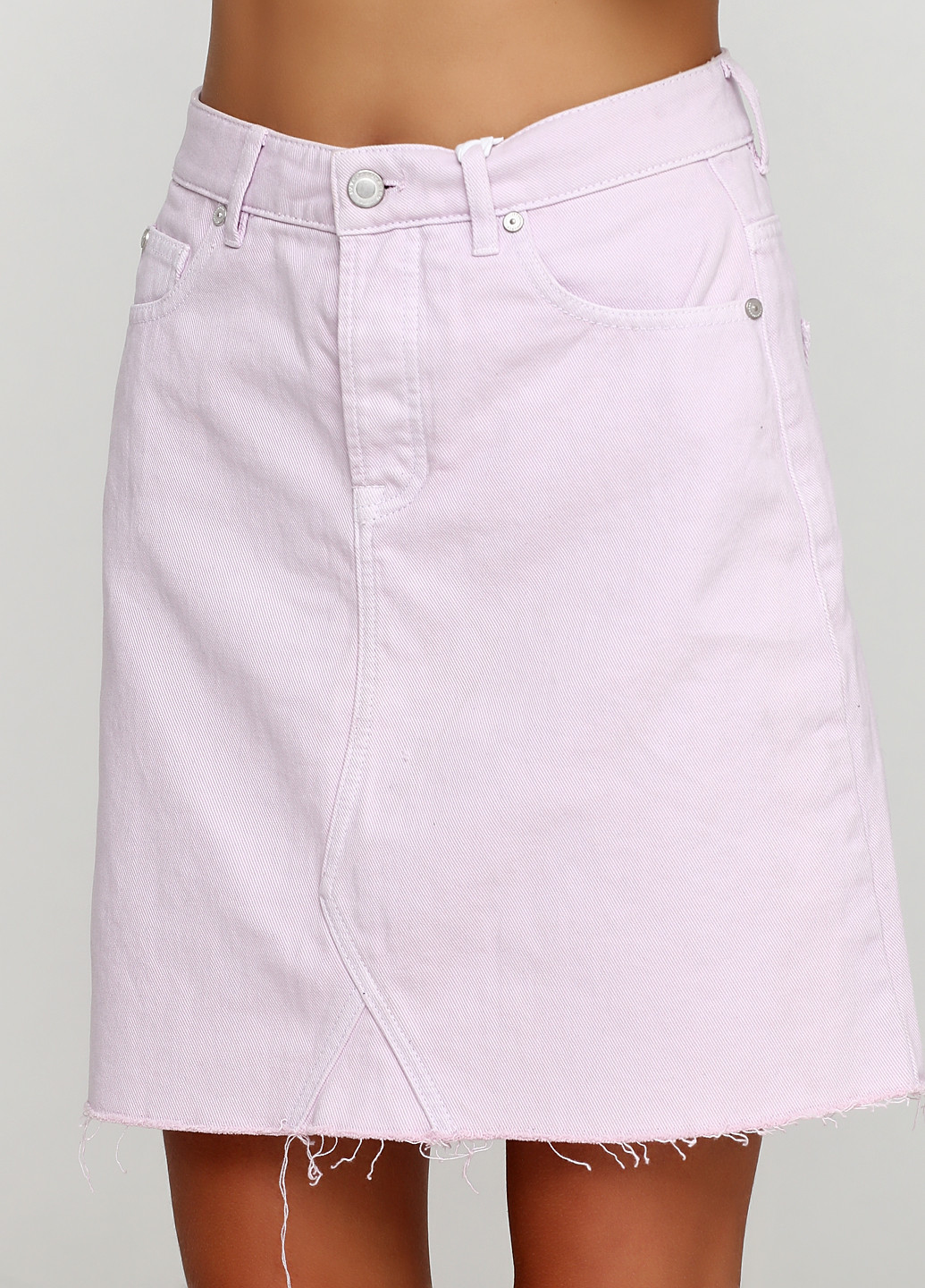 Светло-розовая джинсовая однотонная юбка IVY