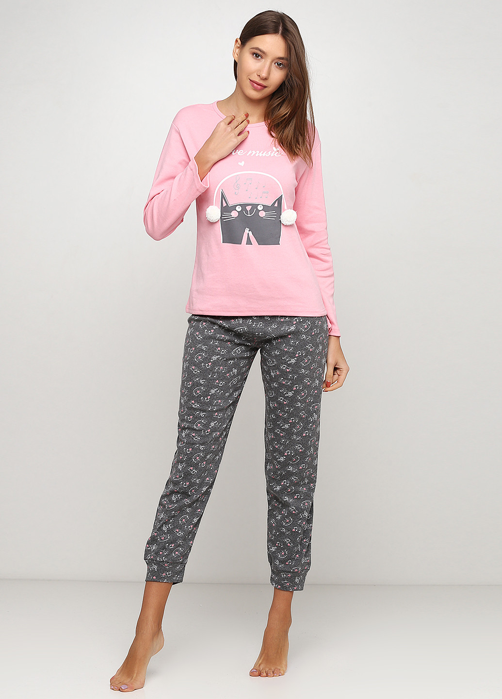 Розовая всесезон пижама (лонгслив, брюки) лонгслив + брюки Fawn