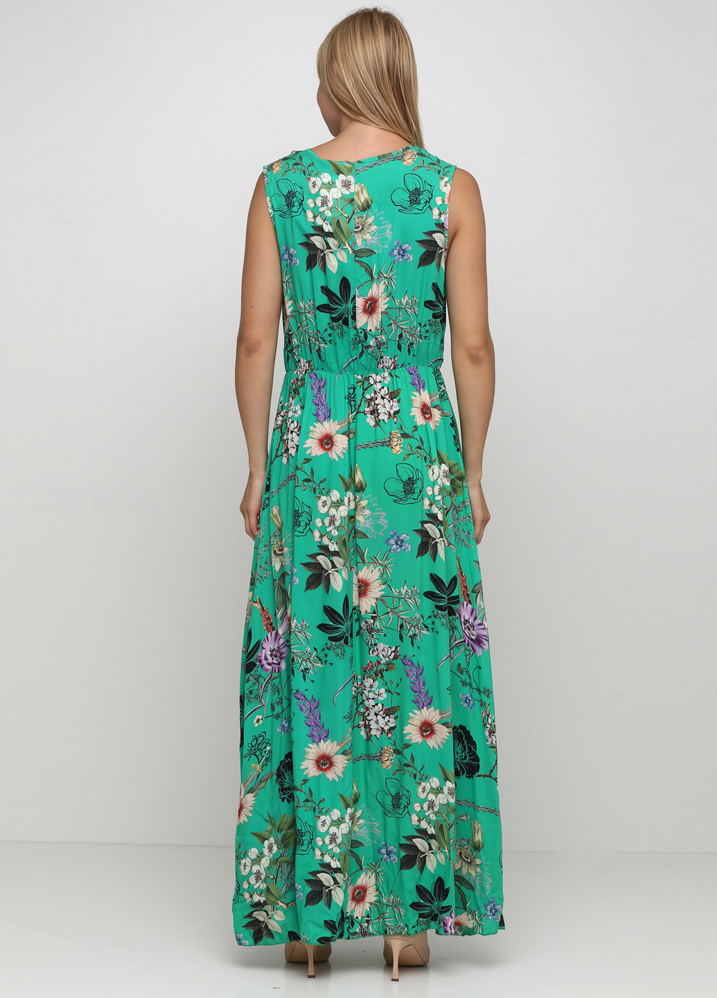 Зеленое кэжуал платье клеш Made in Italy с цветочным принтом