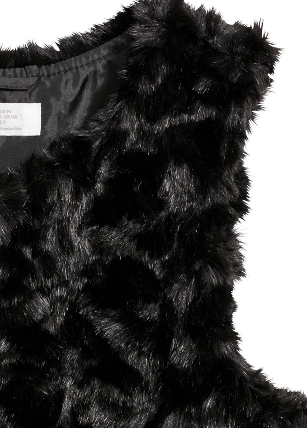 Жилет H&M однотонный чёрный кэжуал искусственный мех