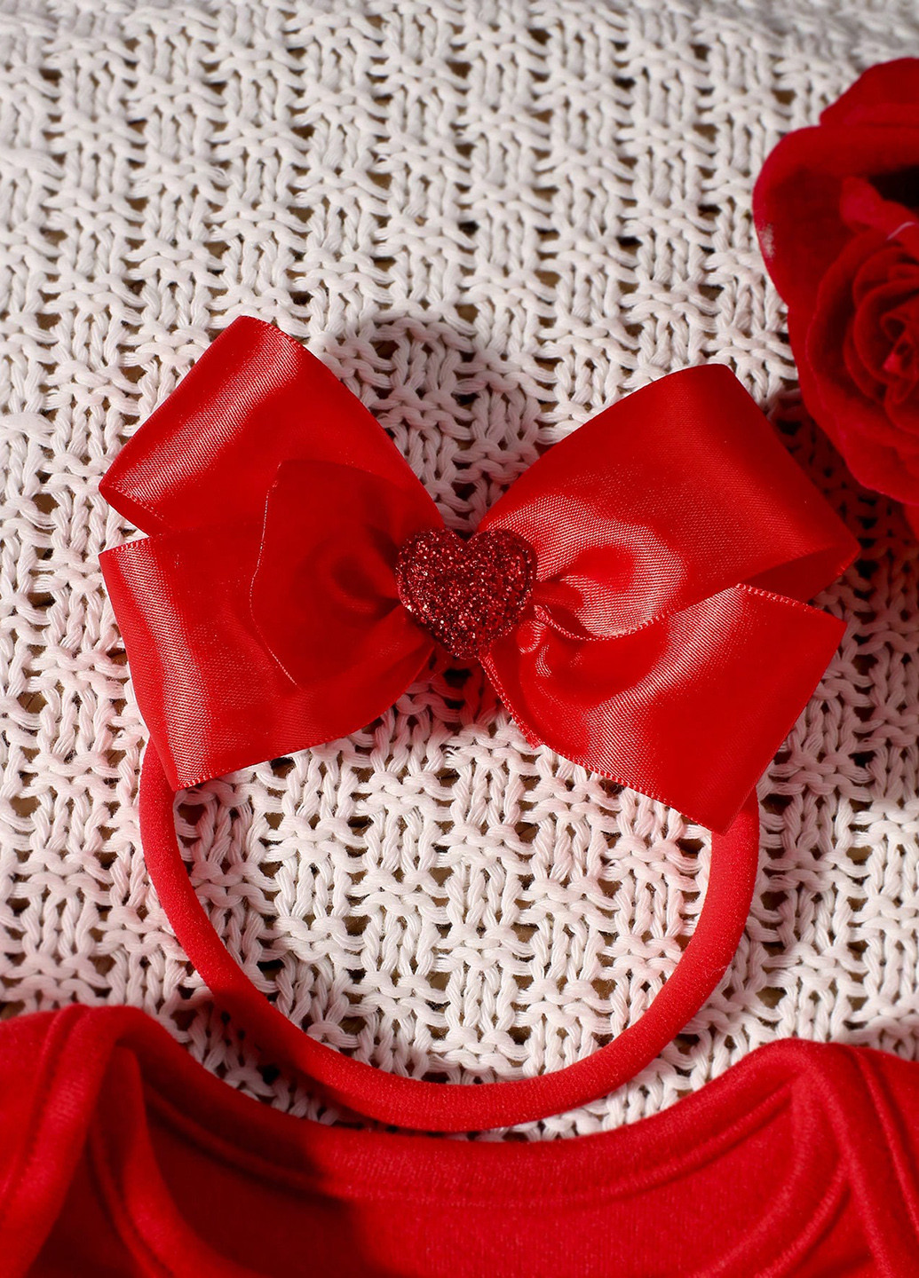 Червоний демісезонний комплект (боді, спідниця, пов'язка) SHEIN