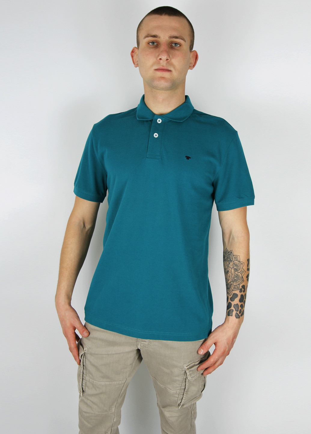 Морской волны футболка-поло для мужчин Tom Tailor с логотипом