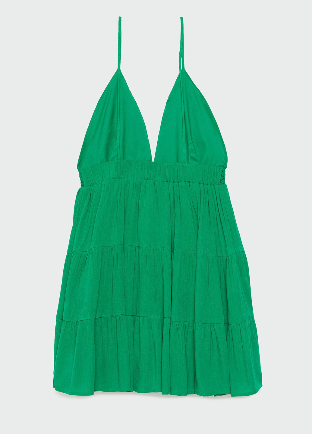 Зеленое коктейльное платье с открытой спиной Stradivarius однотонное