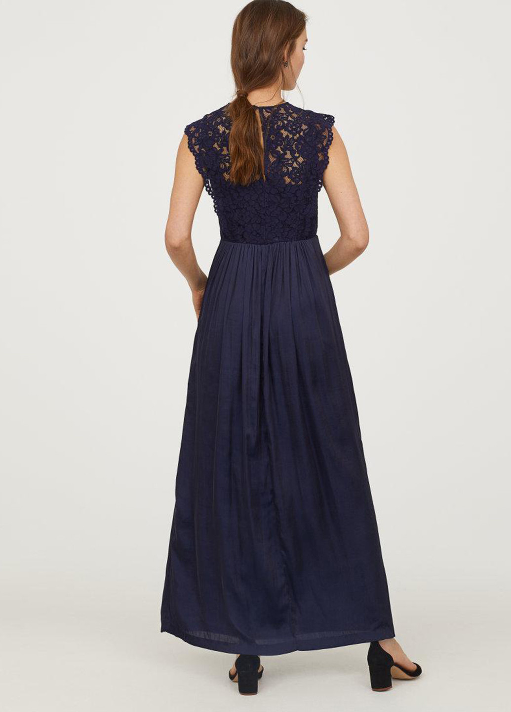 Темно-синее вечернее платье а-силуэт H&M фактурное