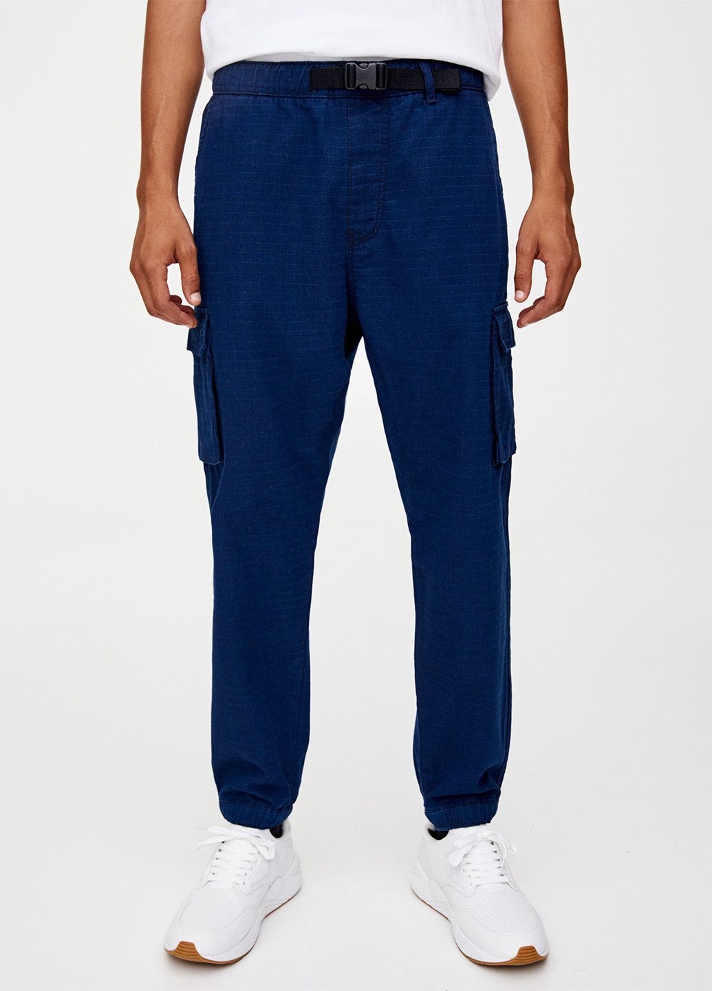 Темно-синие кэжуал демисезонные карго брюки Pull & Bear
